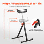 VEVOR 2-Pack Roller Stands 250 lbs Load 27-43 in Adjustable Height Black