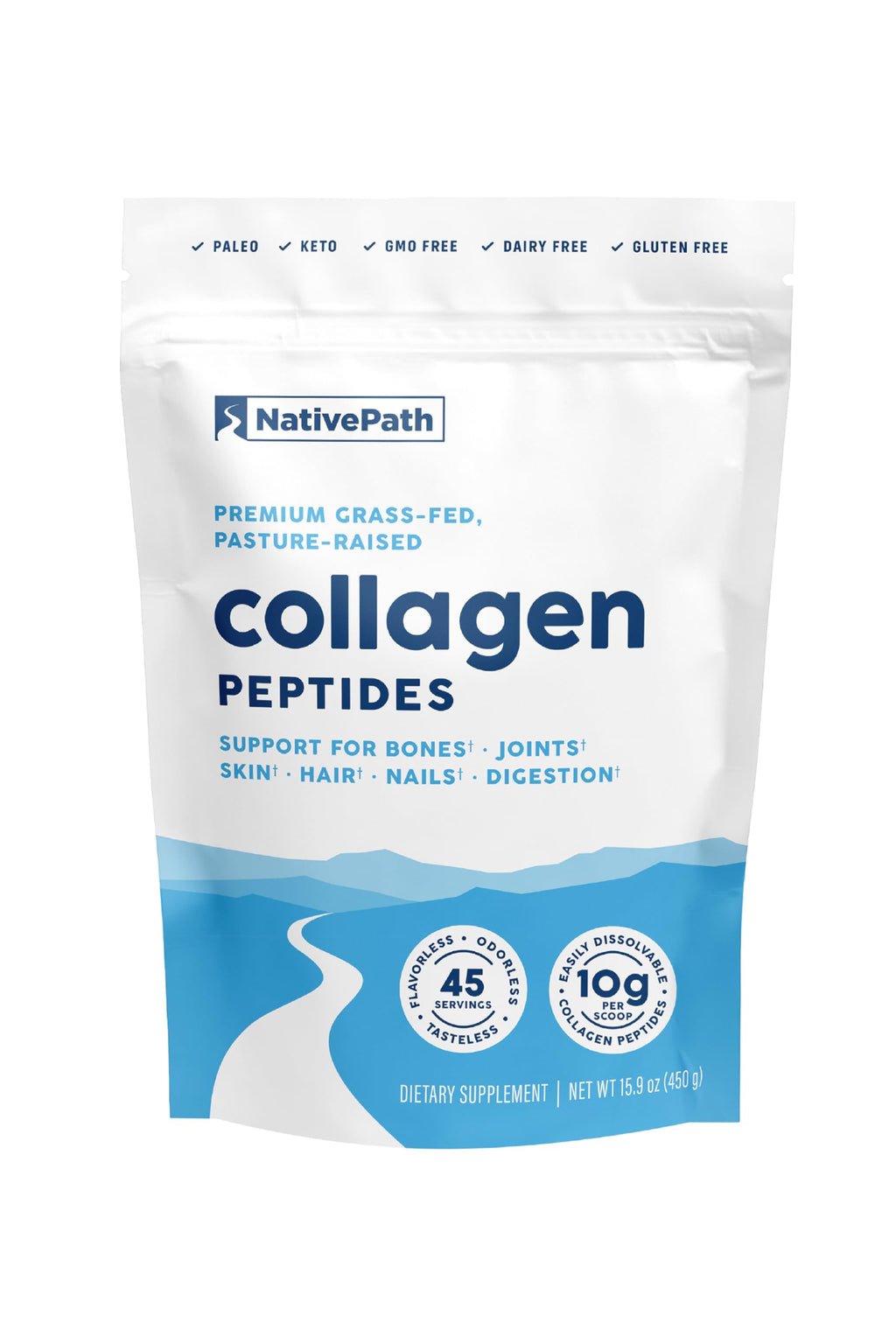 NativePath Collagen Peptides, Grass-Fed Type 1 & 3, 45 Servings