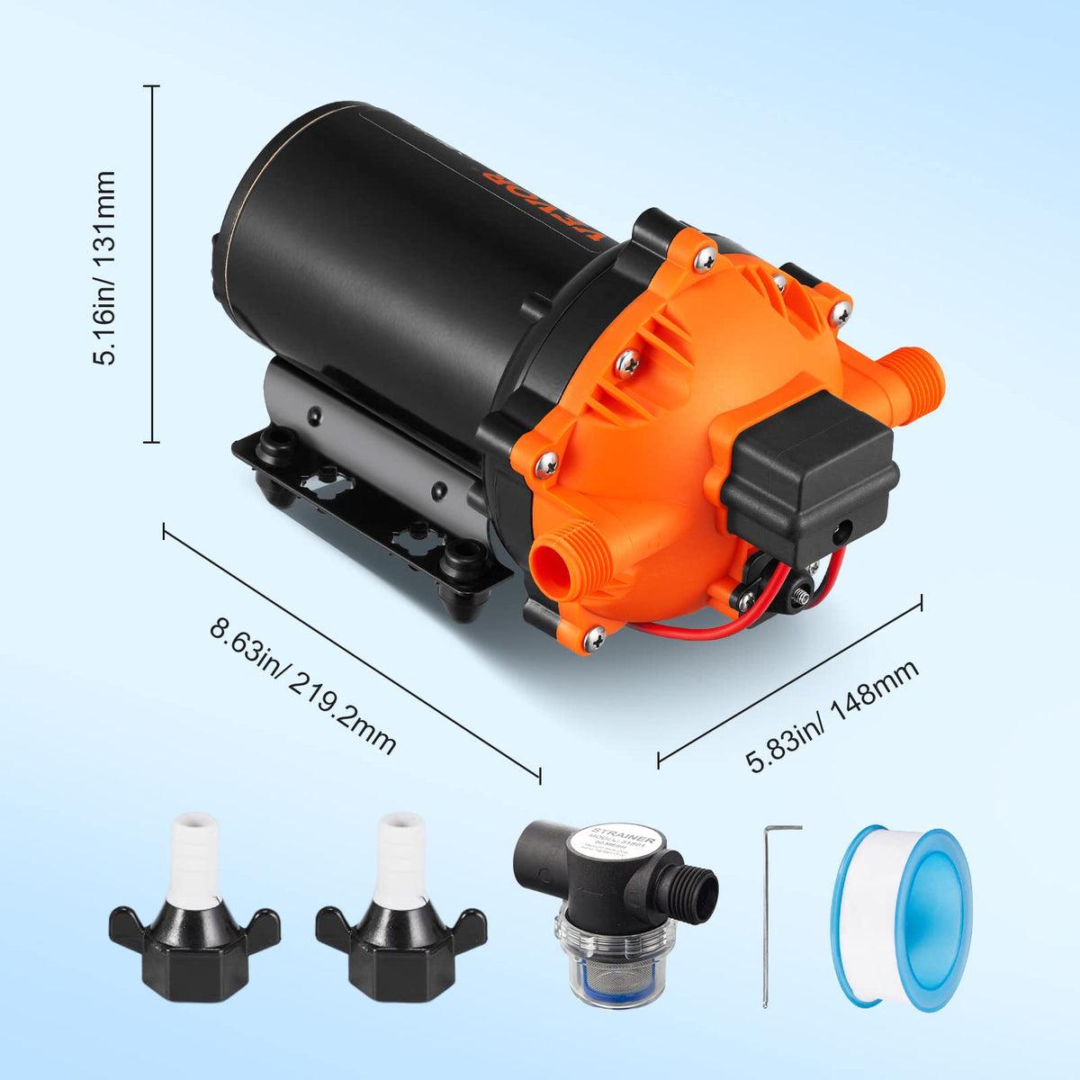 VEVOR Water Diaphragm Pump 12V DC 5.5 GPM Flow 70 PSI Rated Pressure
