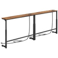 Kitstorack 2-Pack Narrow Console Table with Adjustable Height (25"-33") & 2 Power Outlets, Skinny Behind Couch Table, 78.8" Long x 5.9" Wide Sofa