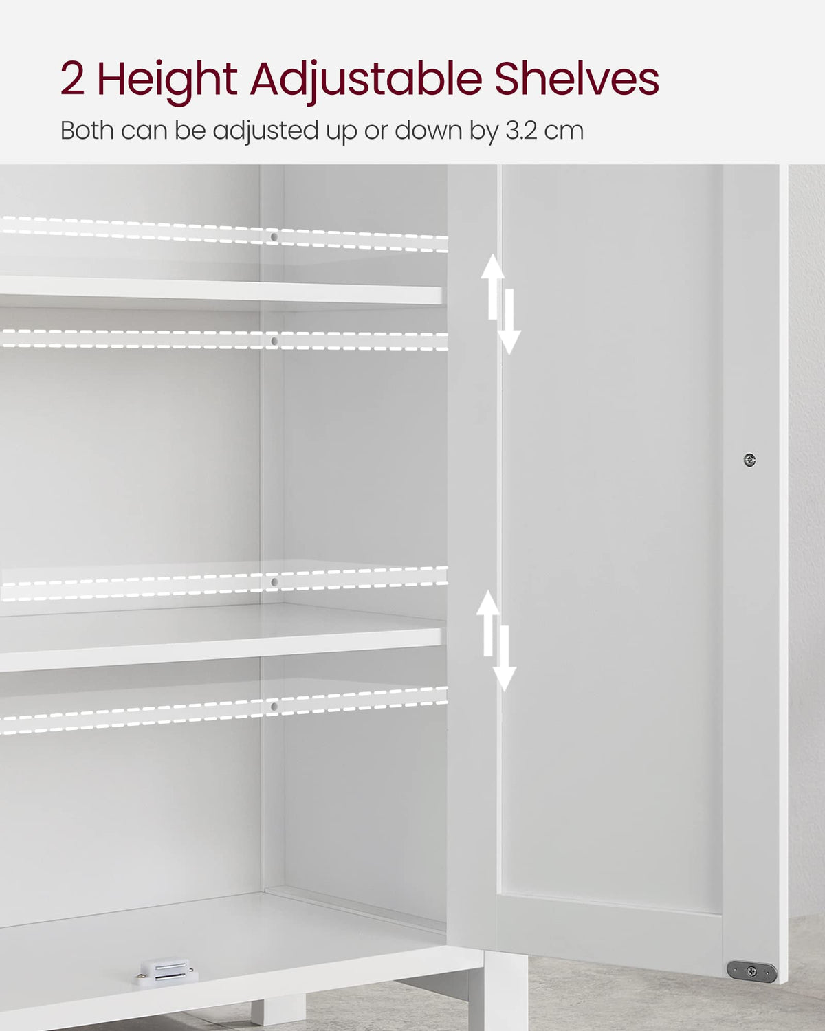 VASAGLE Bathroom Floor Storage Cabinet, 2 Doors , Cloud White