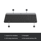 Logitech MK470 Slim Wireless Combo Compact Keyboard and Mouse - Graphite