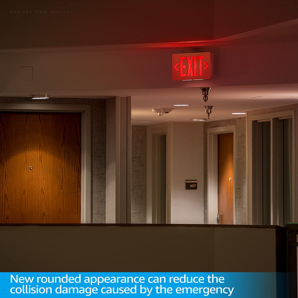 TORCHSTAR 2-Pack Red Letter LED Exit Sign with Battery Backup, White