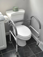 Vaunn Medical Adjustable Toilet Safety Rail for Seniors, Foldable Toilet Safety Frame for Elderly Adults, Bathroom Grab Bar Handle, Toilet Handle for