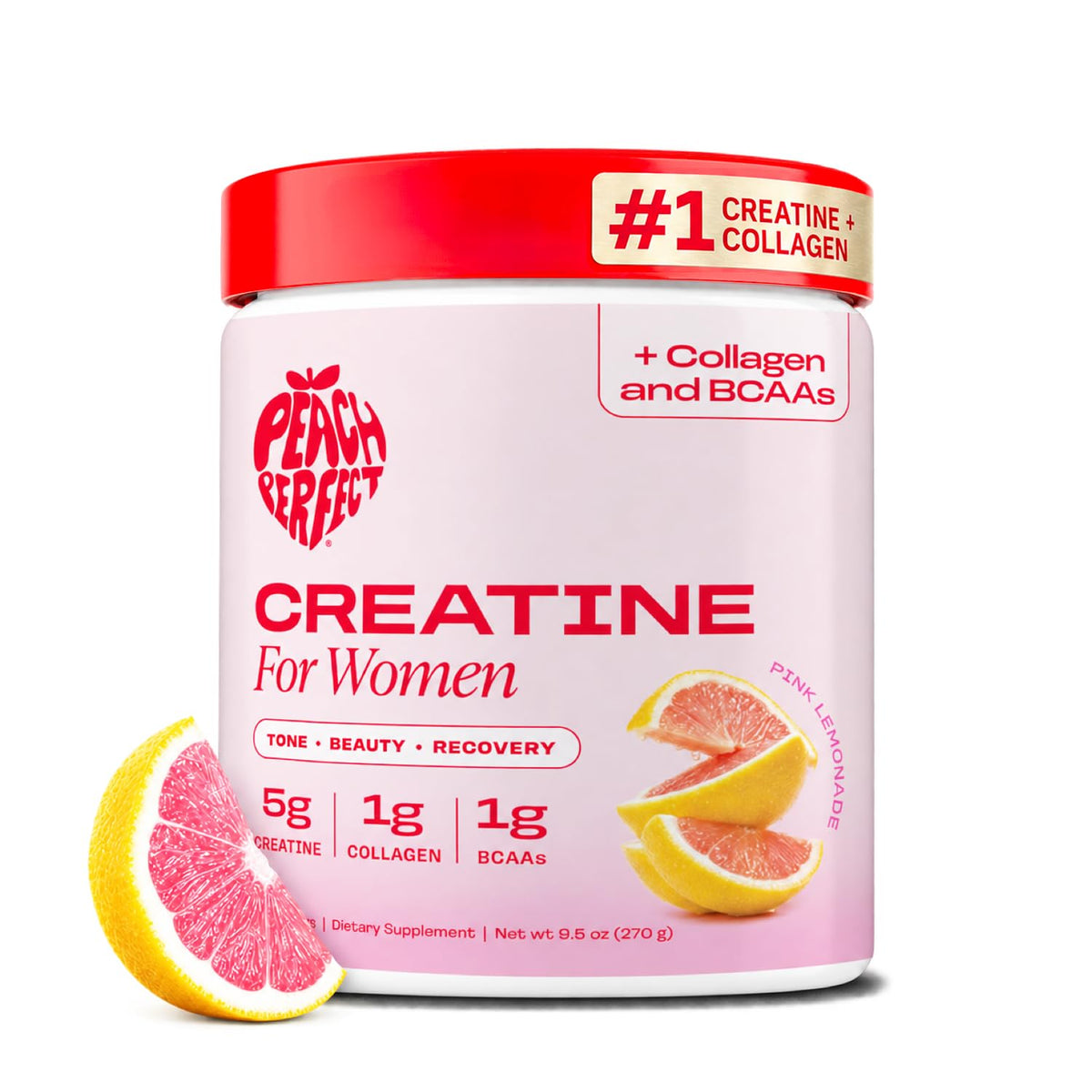 Peach Perfect Creatine for Women – Micronized Creatine Monohydrate Powder with BCAA & Collagen for Glute Strength Support, Boosts Energy, Focus