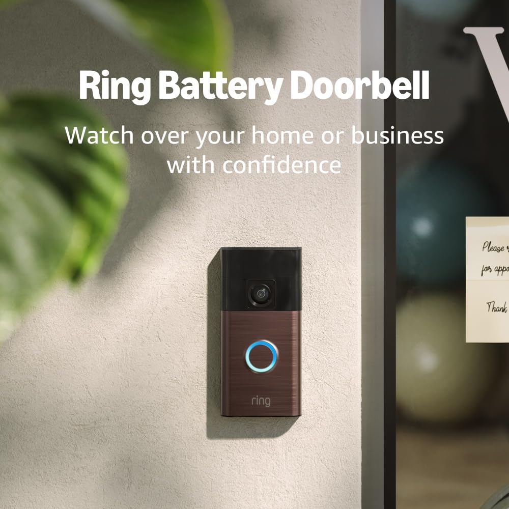 Like-New Ring Battery Doorbell, Home or business security with Head-to-Toe video, Live View with Two-Way Talk, and Motion Detection & Alerts