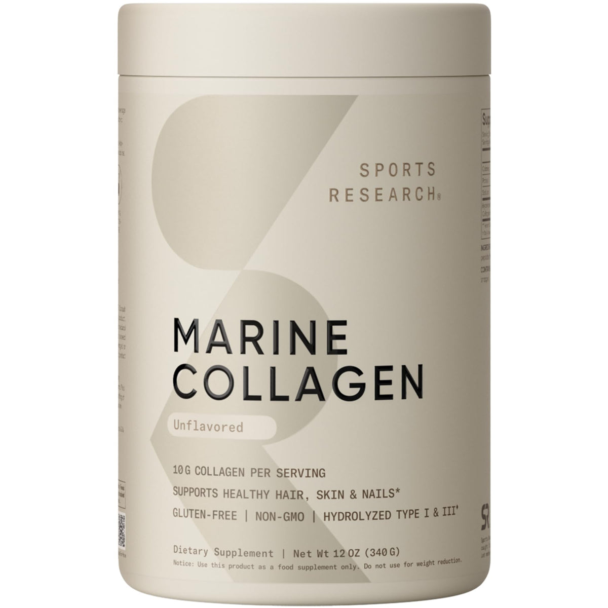 Sports Research® Wild-Caught Marine Collagen Peptides Powder, 34 Servings