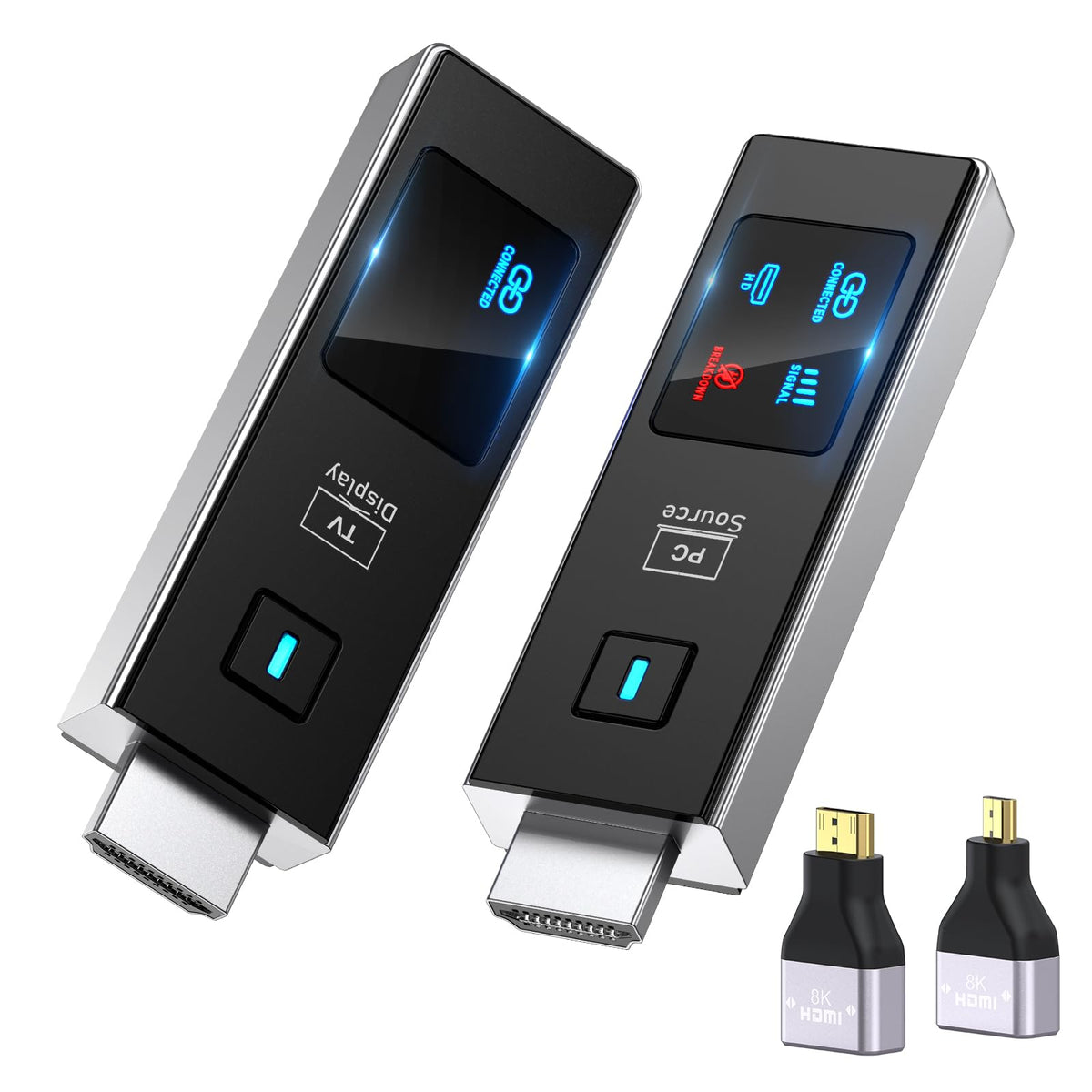 2026 New Wireless HDMI Transmitter and Receiver, 360FT/110M Extender 4K Decode 1080P@60Hz Output with LED Display, Plug&Play 5.8+2.4G Streaming