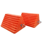 2 Pack Wheel Chocks Heavy Duty Orange with Eyebolt for Travel Trailer, 10" Length x 8" Width x 5.7" Height