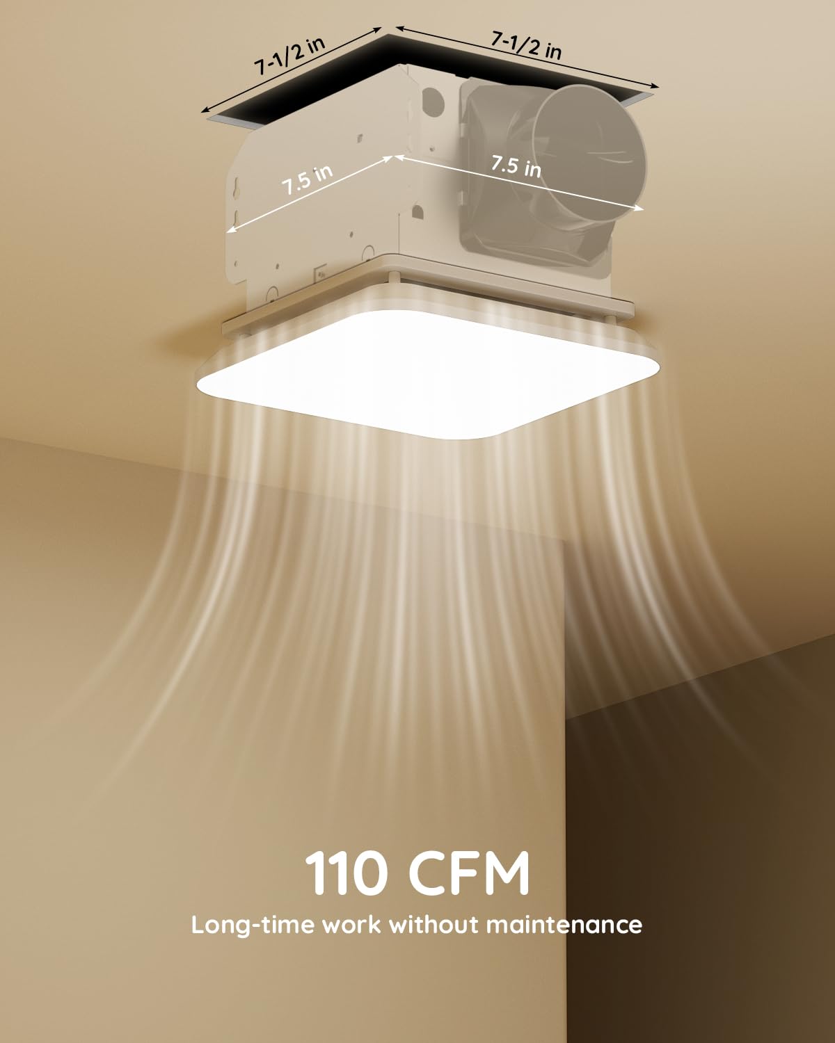 Fitop Bathroom Exhaust Fan with Light, 110 CFM, 1.0 Sone, 1200LM, 3CCT