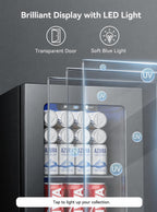 Feelfunn 24 Can Beverage Refrigerator,18L Mini Fridge, Black