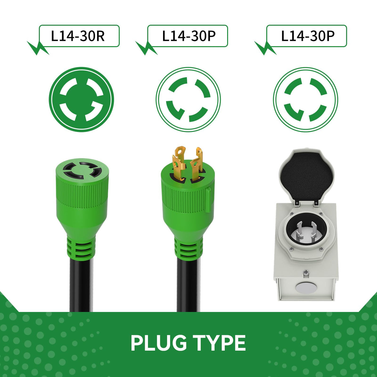 30 Amp Generator Cord 25FT and Pre-Drilled Power Inlet Box