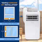 SereneLife Portable Air Conditioner 10,000 BTU Cooling, 9,000 BTU Heating, White
