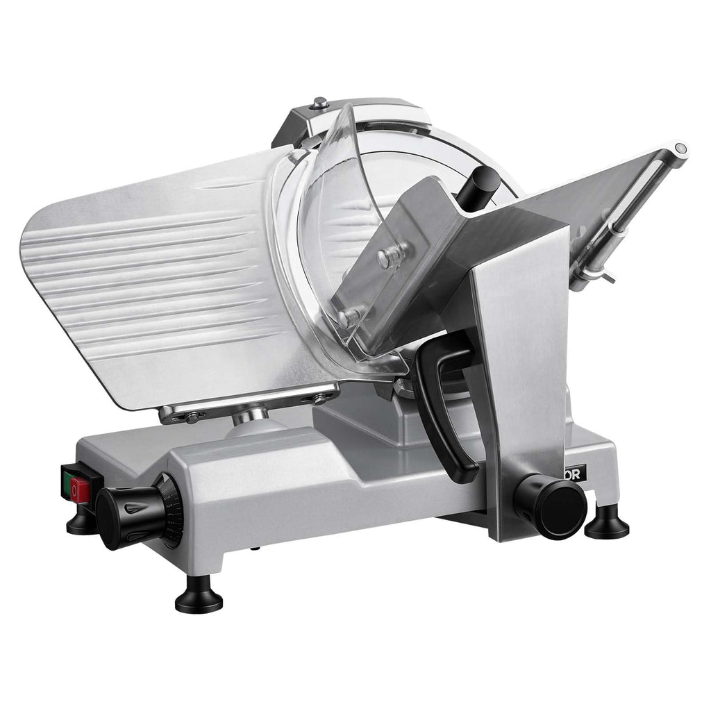 VEVOR Commercial Meat Slicer, 10 inch Electric Food Slicer, 240W Frozen Meat Deli Slicer, Premium Chromium-plated Steel Blade Semi-Auto Meat Slicer