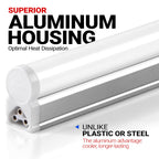Barrina LED T5 Integrated Single Fixture, 4FT, 2200lm, 6500K 20W, 6 Packs