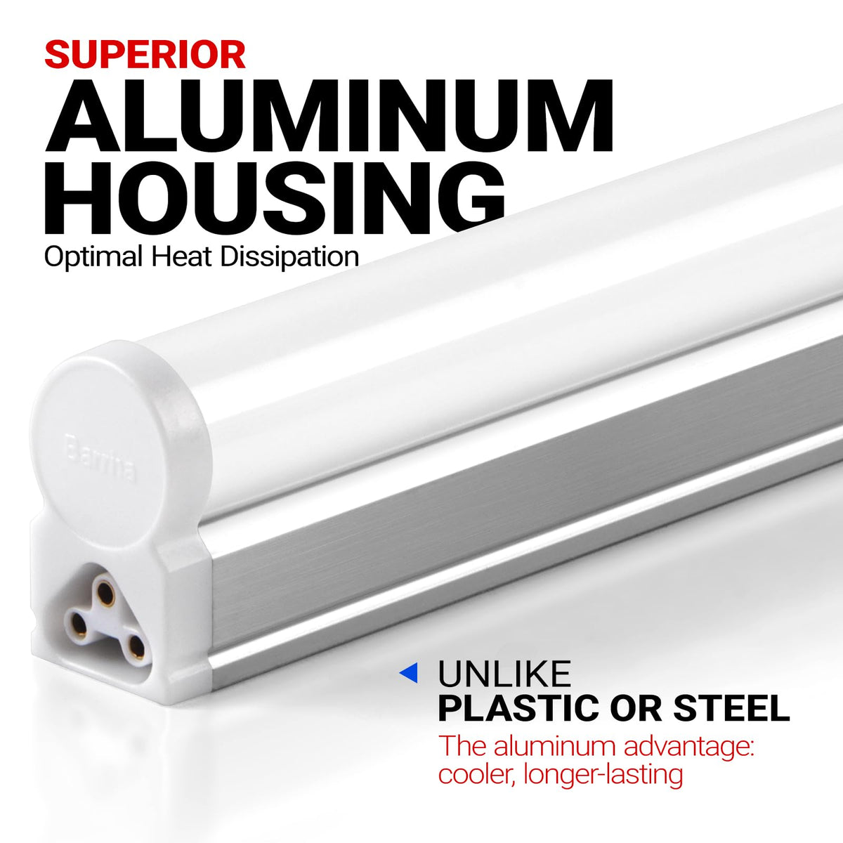 Barrina LED T5 Integrated Single Fixture, 4FT, 2200lm, 6500K 20W, 6 Packs