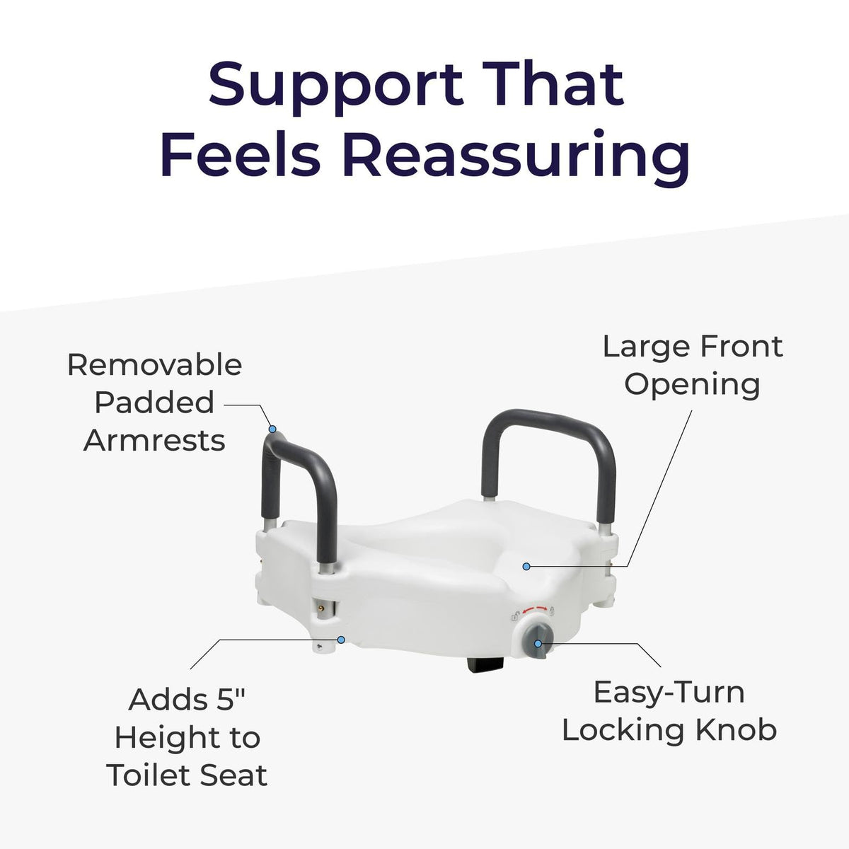 Drive Medical 2-in-1 Raised Toilet Seat with Removable Padded Arms