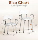 Shower Chair for Inside Shower with Arms and Back, Aluminum Frame