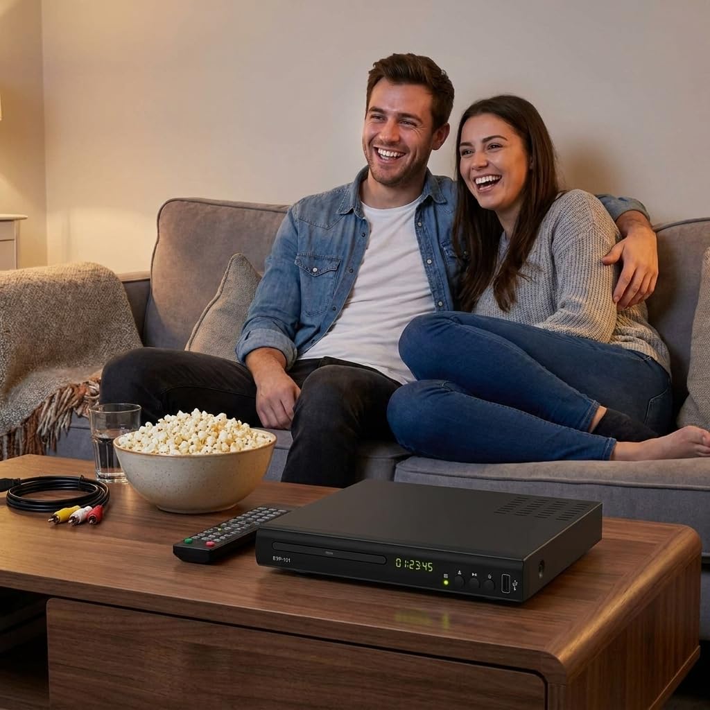 Blu Ray DVD Player, 1080P Home Theater Disc System, Play All DVDs and Region A 1 Blu-Rays, Support Max 128G USB Flash Drive + HDMI/AV/Coaxial Output