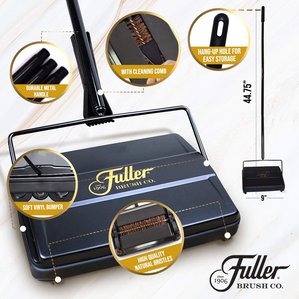 Fuller Brush 17027 Electrostatic Carpet & Floor Sweeper - 9" Cleaning Path - Lightweight - Ideal for Crumby Messes - Works On Carpets & Hard Floor