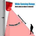 Qualirey 2 Pack Solar Motion Sensor Alarm 129db Outdoor Strobe Light,Red