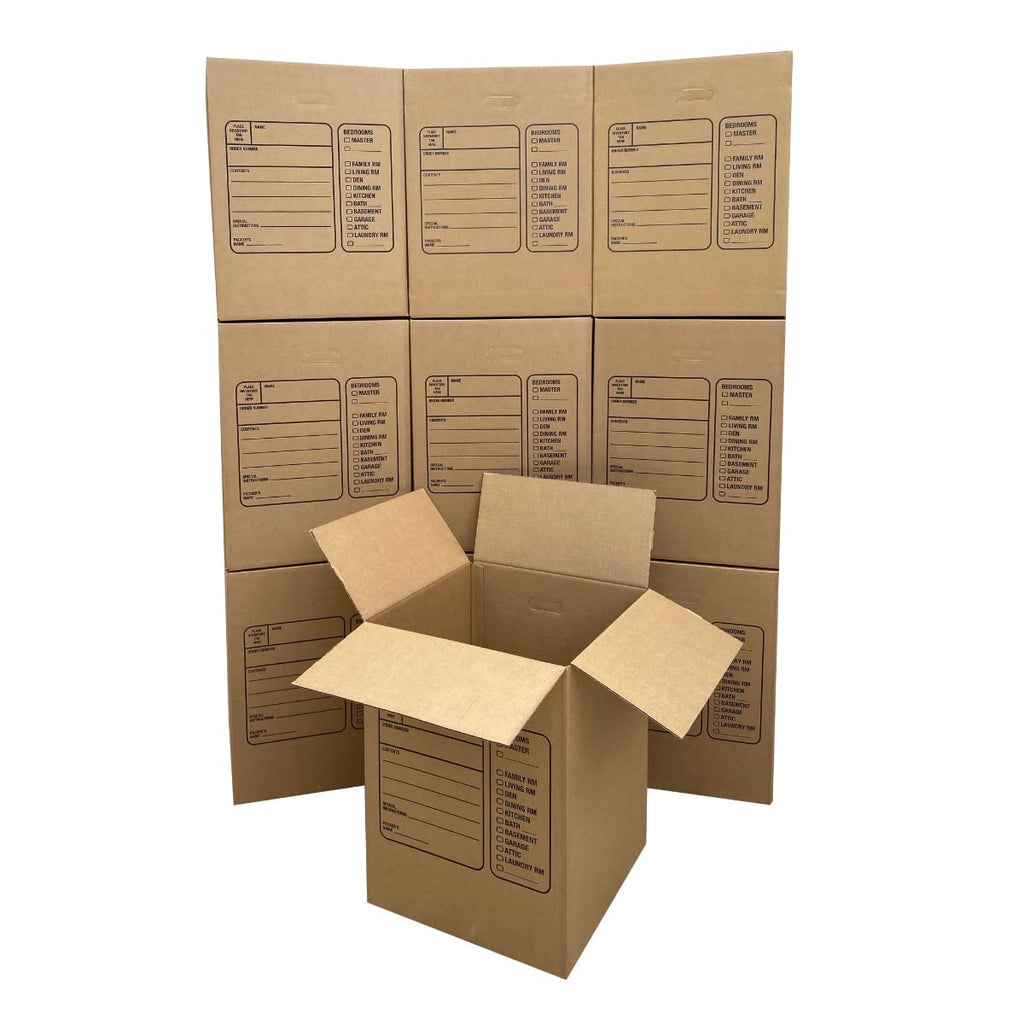 Uboxes Moving Boxes with Handles, 10 Premium Large, 18 x 18 x 24, Brown