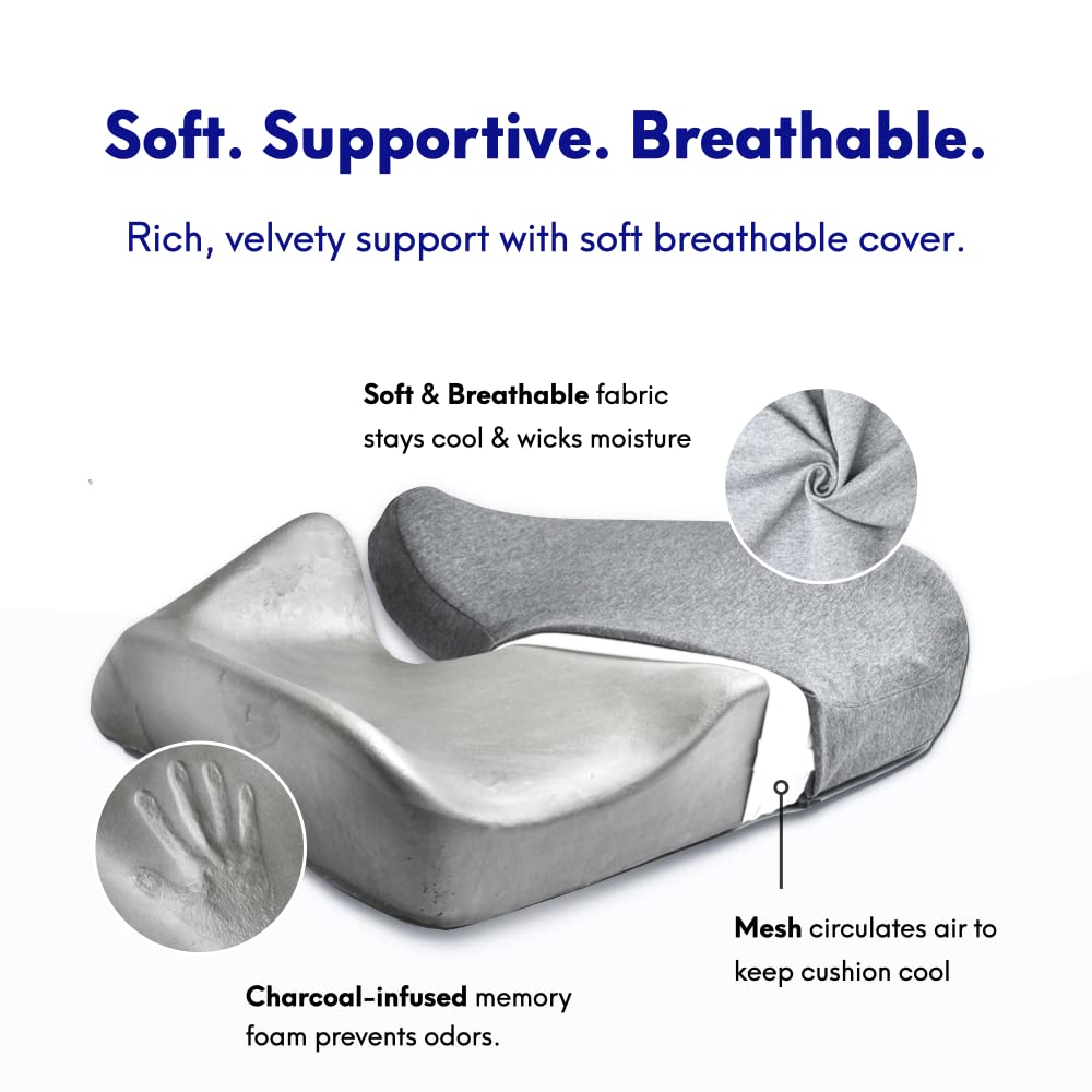 C CUSHION LAB Patented Pressure Relief Seat Cushion for Long Sitting Hours on Office/Home Chair, Car, Wheelchair - Extra-Dense Memory Foam for Hip