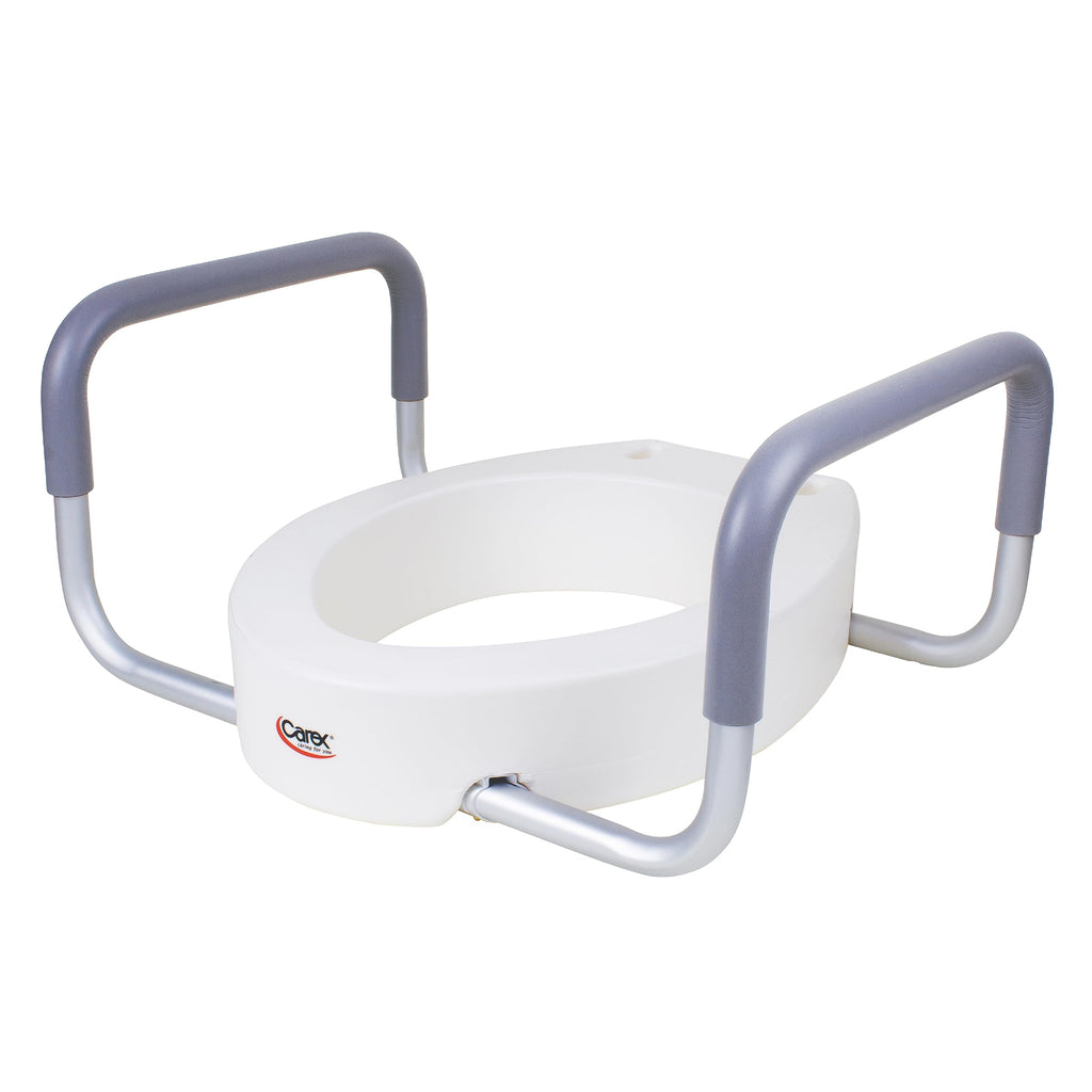 Carex 3.5 Inch Raised Toilet Seat with Arms, Elongated Toilet Seat Riser, Up to 250 lbs Capacity, Elevating & Raising Seat for Elderly & Handicap