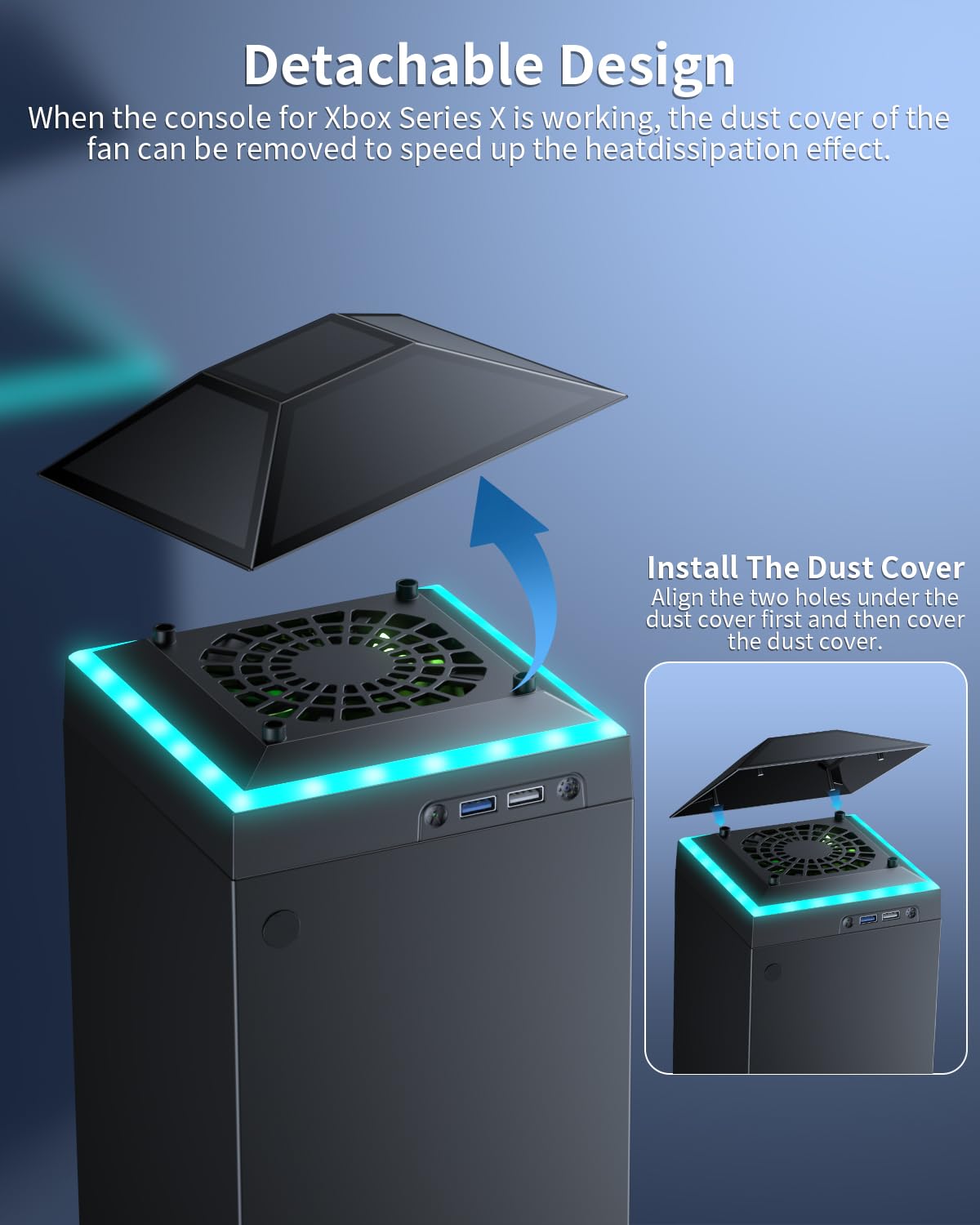 MENEEA Cooling Fan Dust Proof for Xbox Series X Console with Colorful Light