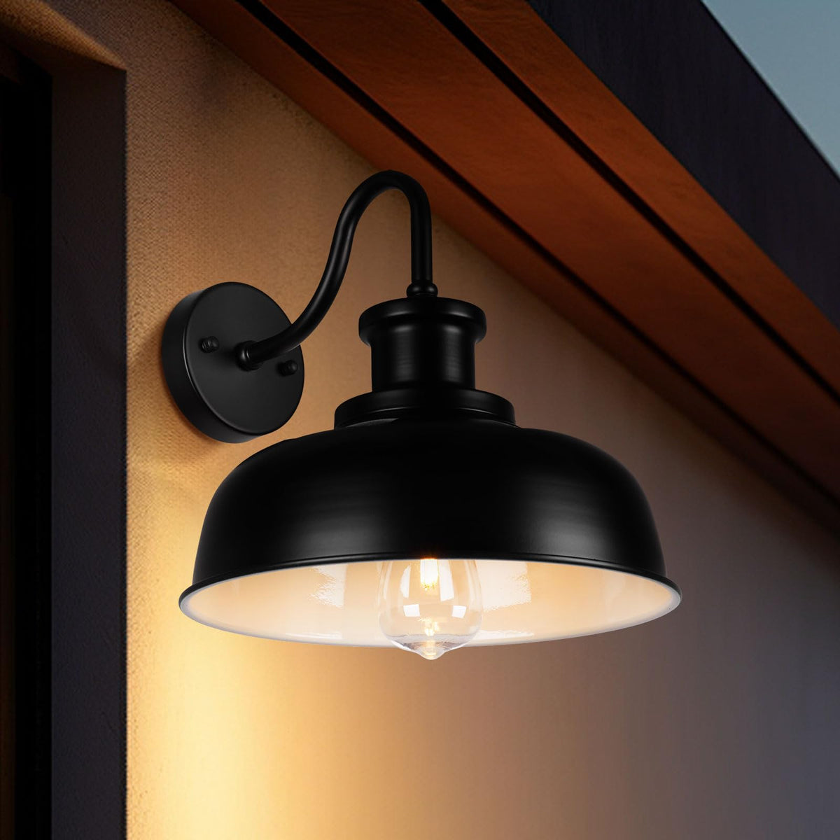 Solar Barn Light for Outside, Dusk to Dawn Outdoor Wall Lights Solar Powered, Farmhouse Exterior Wall Sconce, Industrial Outside Lighting Fixture