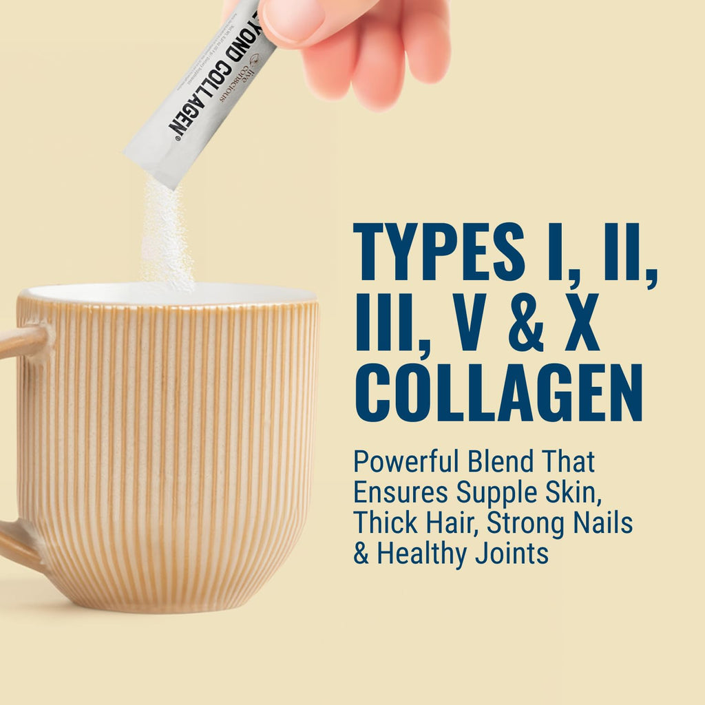 Live Conscious Beyond Collagen Peptides Powder Unflavored Packets - Hydrolyzed Collagen Powder - Hair Skin Nail & Joint Support - Multi Type Collagen
