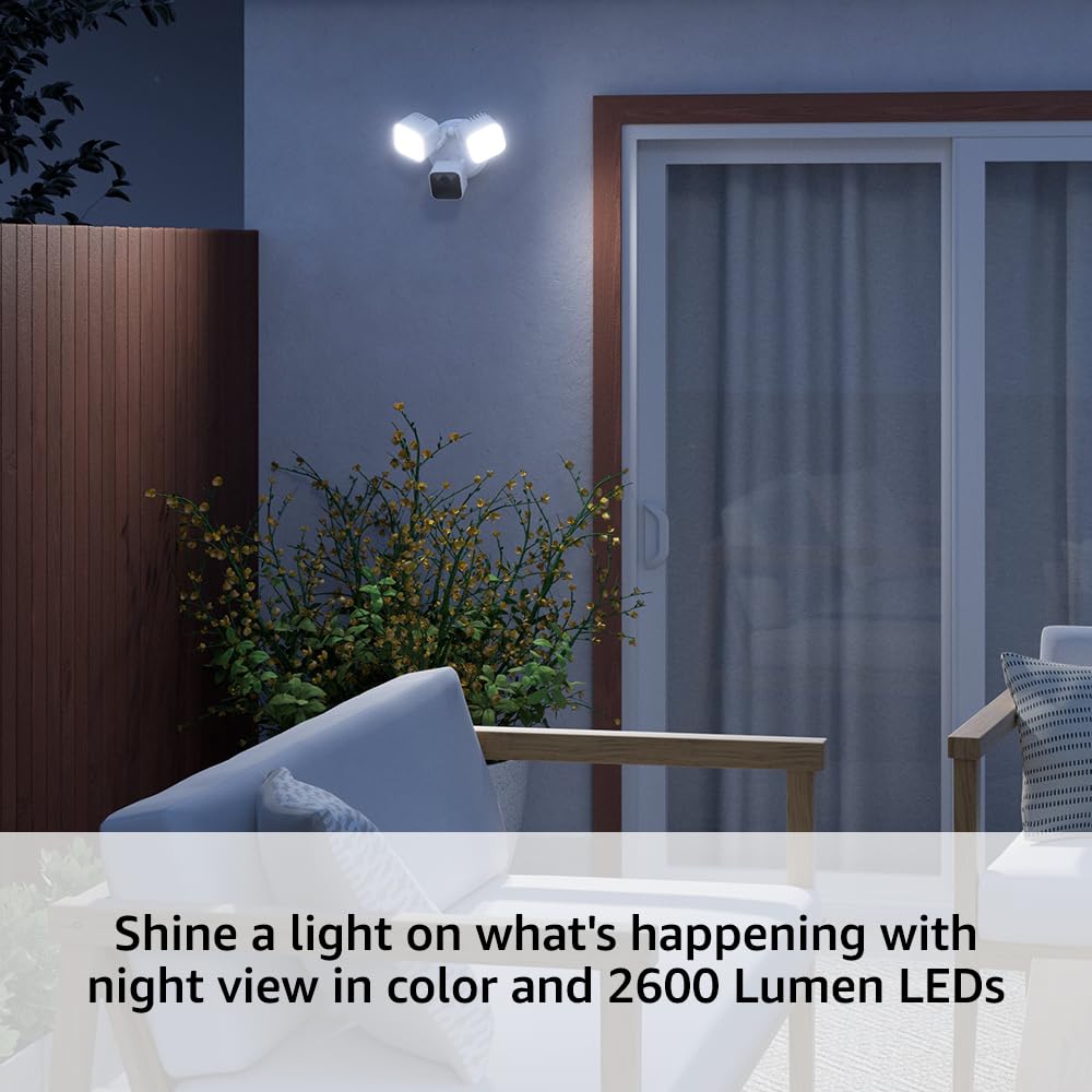 Blink Wired Floodlight Camera, Smart security camera, 2600 lumens, HD live view, enhanced motion detection, built-in siren, Works with Alexa, 1