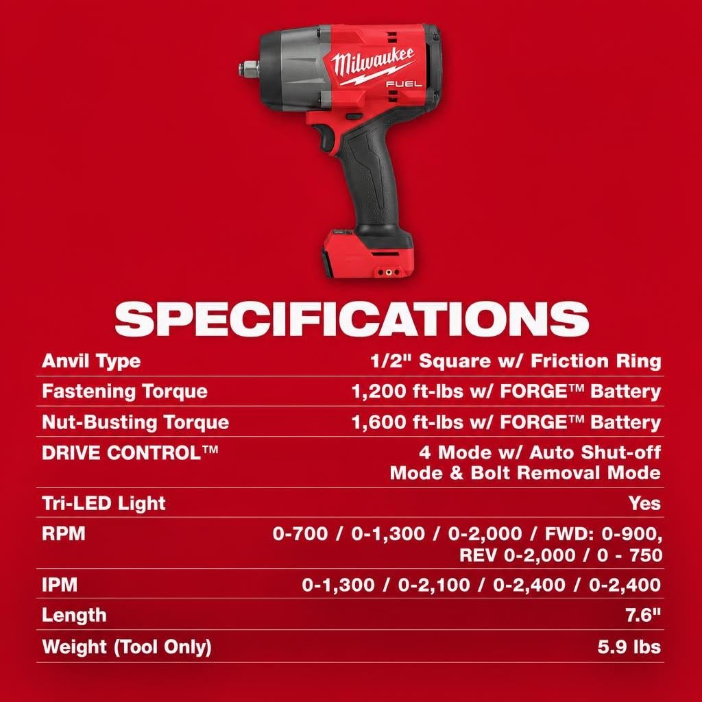 Milwaukee Electric - M18 Fuel 1/2 HIGH Torque Impact Wrench W/FRICTI