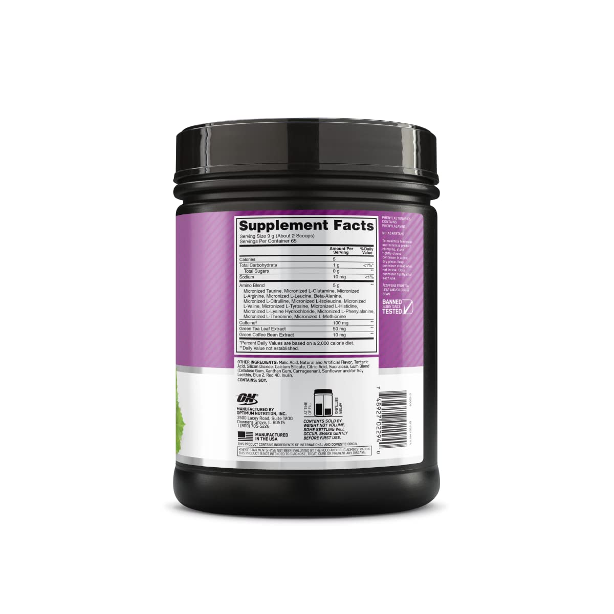 Optimum Nutrition Amino Energy Powder, Concord Grape, 1 LB