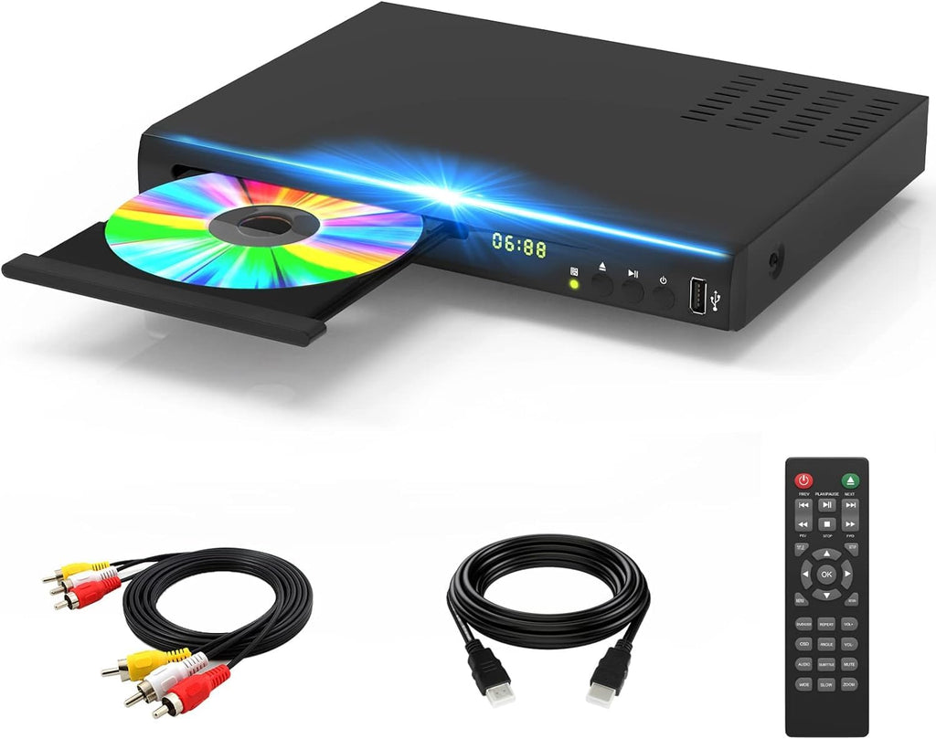 Blu Ray DVD Player, 1080P Home Theater Disc System, Play All DVDs and Region A 1 Blu-Rays, Support Max 128G USB Flash Drive + HDMI/AV/Coaxial Output
