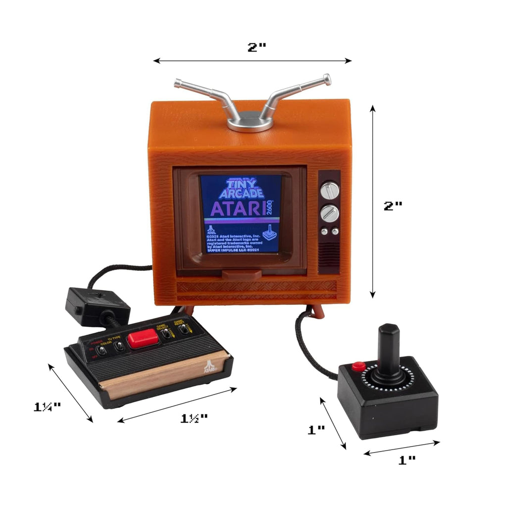 Tiny Arcade Atari 2600 Mini Console 3.5” Playable Retro TV & Controller with 10 Classic Games Including Pac-Man & Breakout -Portable Vintage Gaming