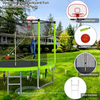 Trampoline With Enclosure Net And Adjustable Basketball Hoop - 8ft, 10ft, 12ft, 14ft, 15ft, 16ft