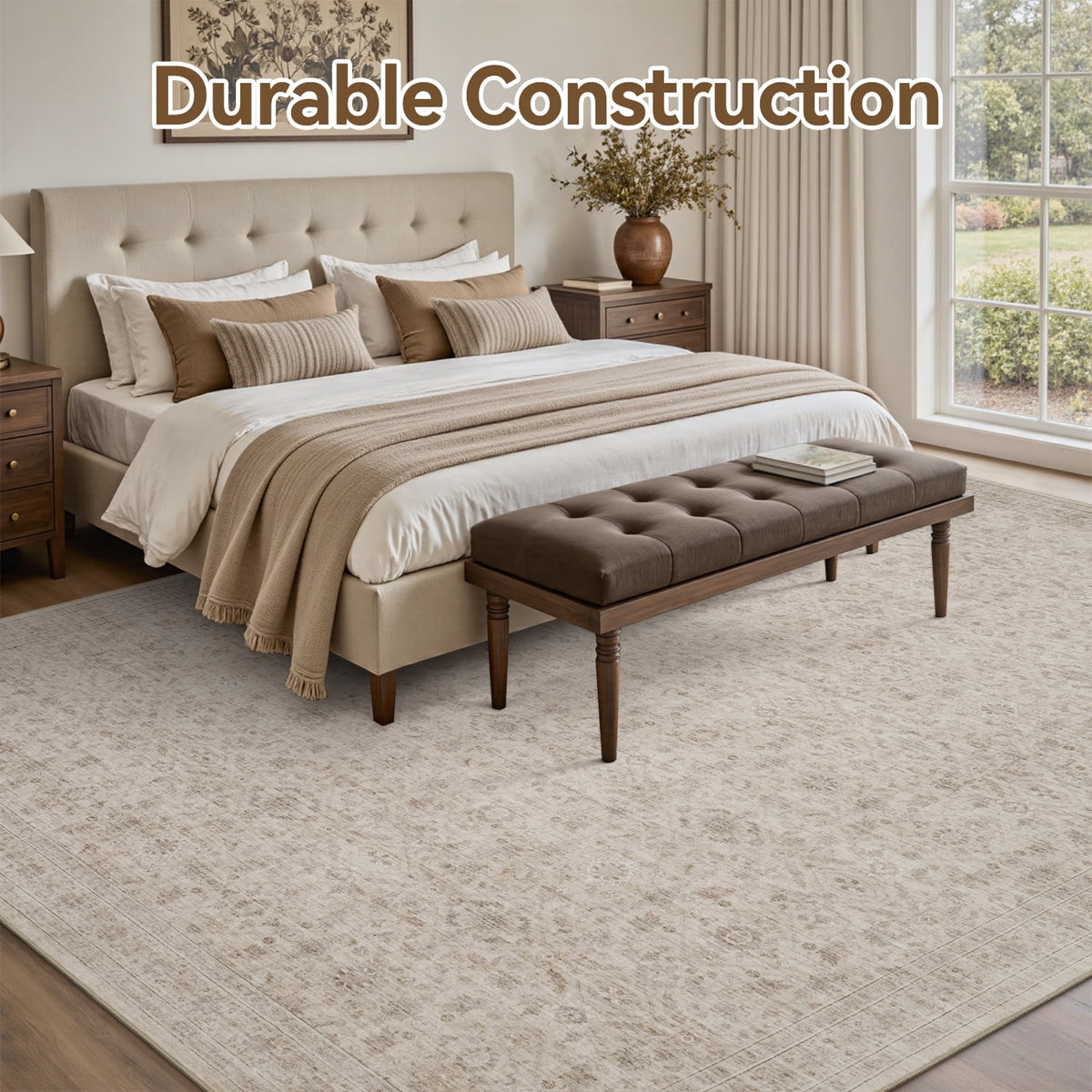 SIXHOME 8'x10' Vintage Distressed Area Rug Soft Washable Non-Slip Carpet American Classic Retro Rug with Geometric Rugs for Living Room Bedroom