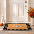 My Texas House Halloween Black Plaid Indoor/Outdoor Layering Rug, 24" x 38"