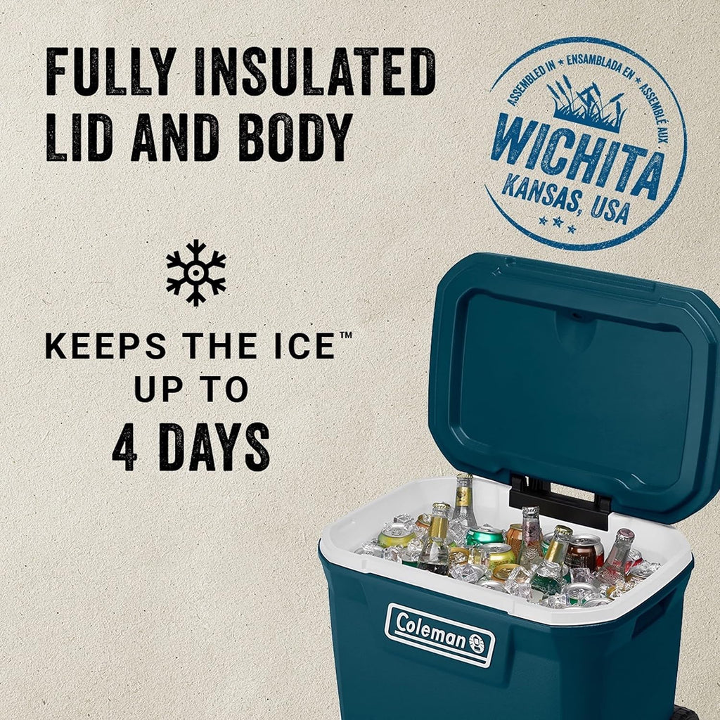 Coleman Classic Series Insulated Wheeled Cooler, 100-Quart, Rock Grey - Wheeled