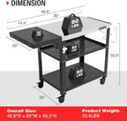 PARGRILL Three-Shelf Outdoor Grill Prep Utility Cart with Foldable Side Table, 46.6" x 20", 4 Lockable Casters，200 LBS