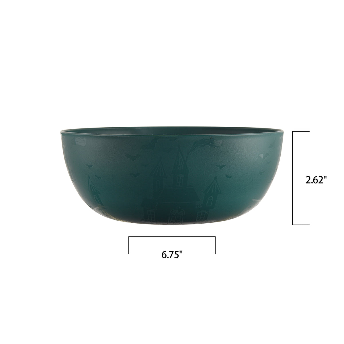 Mainstays 38 Ounce Round Plastic Etched Haunted House Bowl, Teal