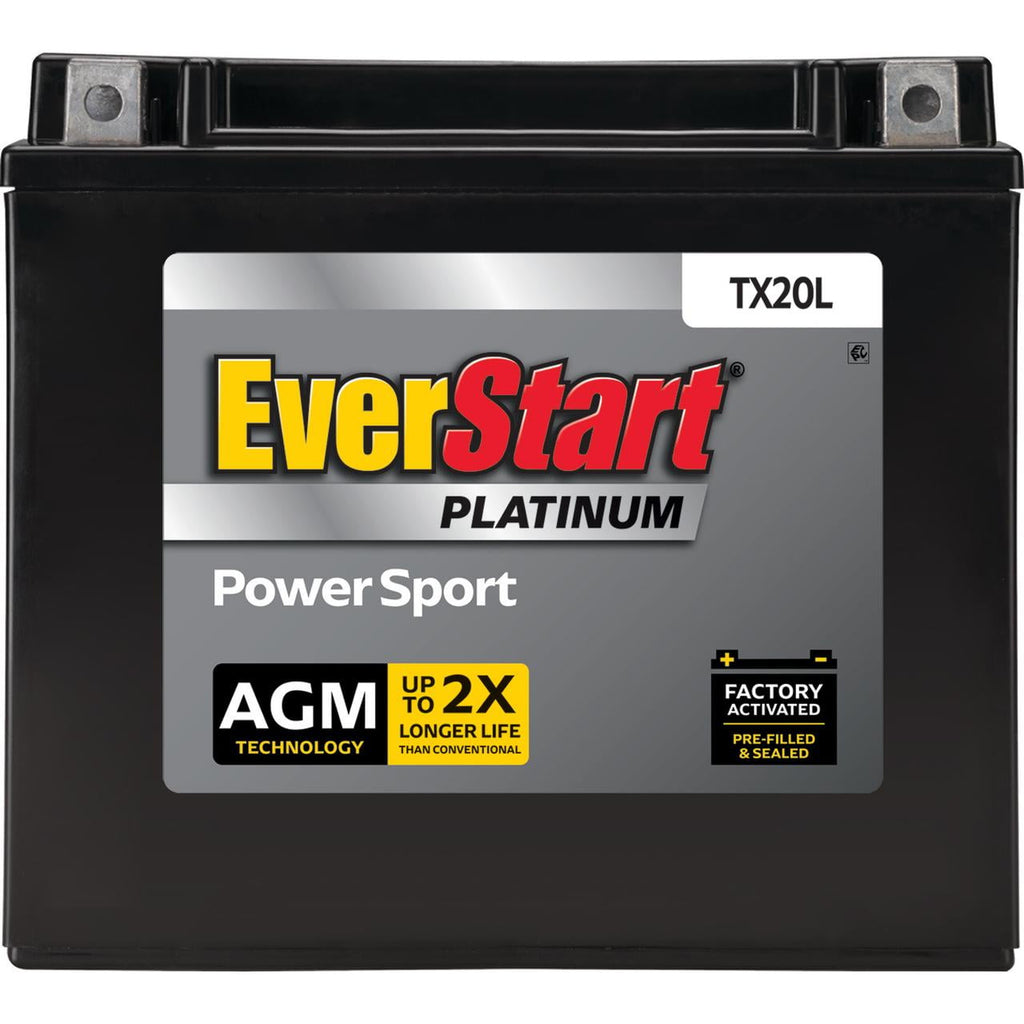 EverStart Platinum AGM Power Sport Battery, Group Size TX20L, 12 V, 310 CCA