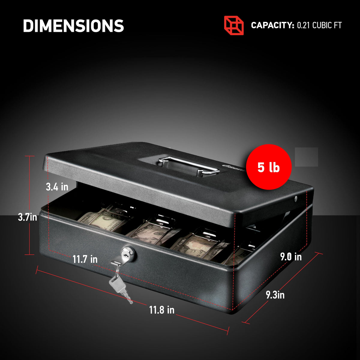 SentrySafe Deluxe Cash Box, DCB-12, Cash Safe