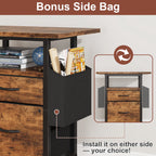 HIGDBFE File Cabinets with 2 Drawers, Rolling Fabric Filing Cabinet with 24'' Large Tabletop, Printer Stand for Home Office, Fits A4/Letter Size