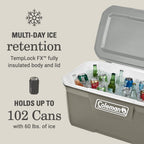 Coleman Classic 120 QT Hard-Sided Ice Chest Cooler, Silver Ash