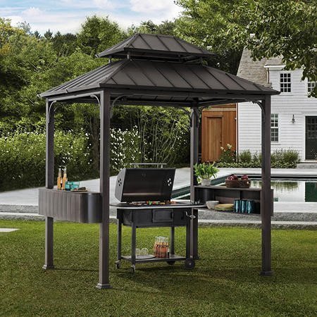 Member's Mark Hickory Hardtop Grill Gazebo - 84 x 66 x 111 in