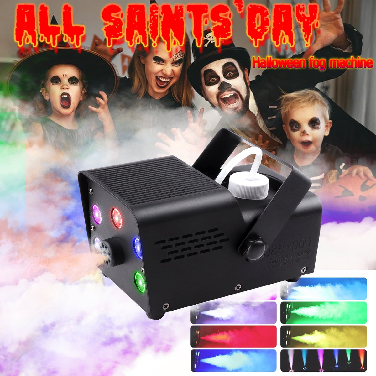 Fog Machine Smoke 550W 5 three-in-one RGB Light Beads Smoke Machine with Remote Control for Party Stage