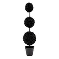 My Texas House Halloween 3-Ball Artificial Black Topiary, 3'