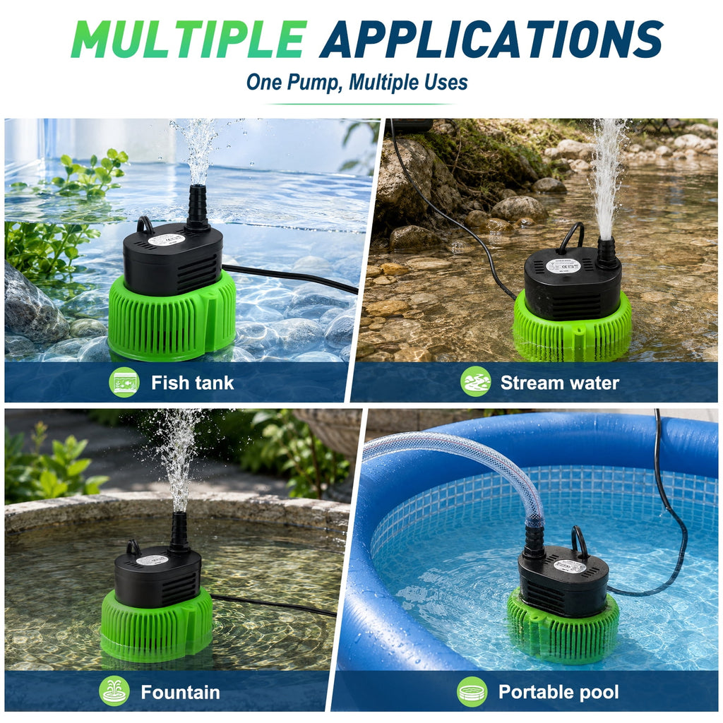 LAANPOLE Pool Cover Pump Above Ground - Submersible Sump Pump, Swimming Water Removal Pumps, with Drainage Hose & 25 Feet Extra Long Power Cord, 850